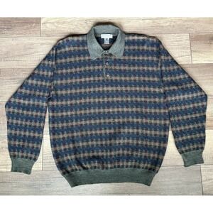 Vintage 90s Tricots St. Raphael Polo Sweater Men's L Striped Multicolor Uruguay